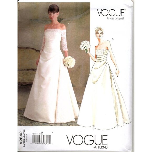 Vogue Bridal V2842 Misses 6 to 10 Formal Wedding Dresses UNCUT Sewing Pattern - Picture 1 of 2